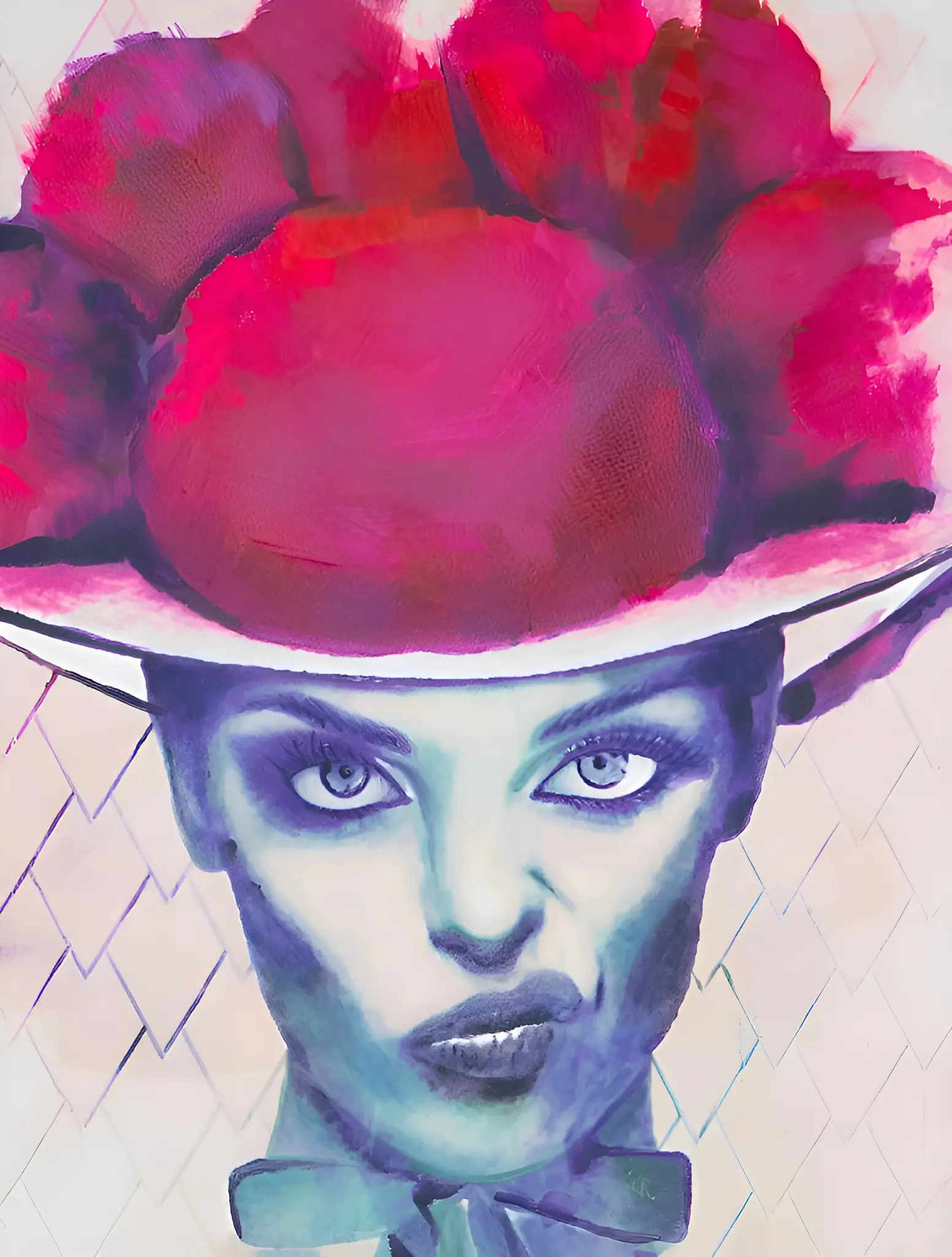 Schwarzwaldmädel Hedwig – bunte Bollenhut-Frau, moderne Acryl-Interpretation auf Leinwand