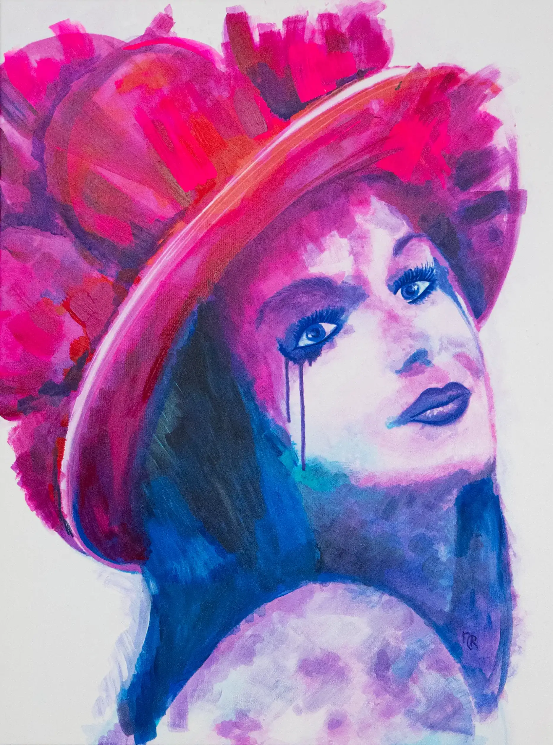 Schwarzwaldmädel Paula – lebendiges Porträt mit Bollenhut, originales Acrylgemälde auf Leinwand